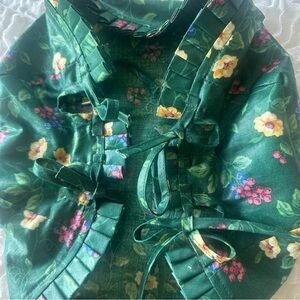 Longaberger Flower Pot Basket Liner Emerald Vines Green Yellow